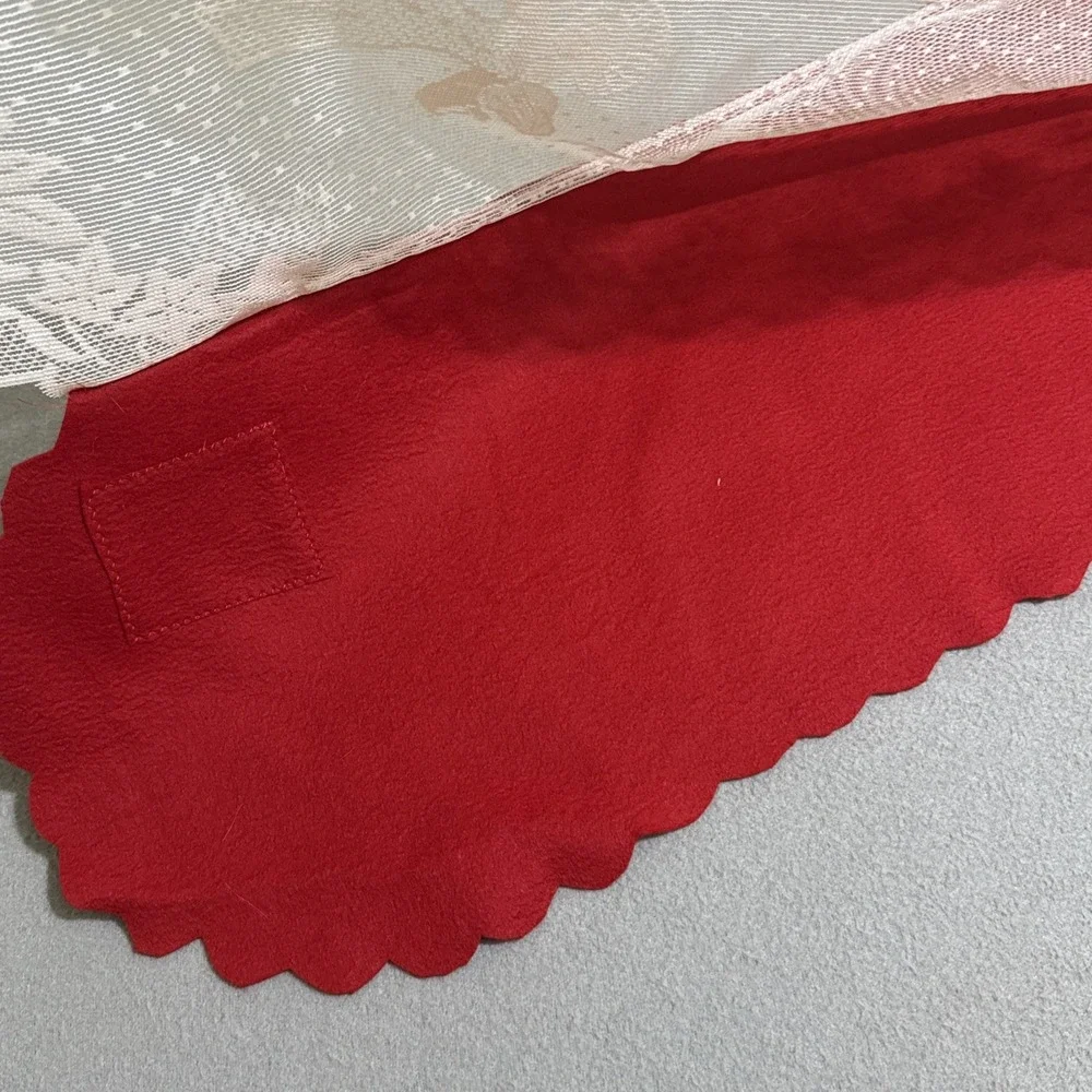 Vtg Christmas Silent Night Nativity Scene Lace Valance Felt Back Topper Handmade